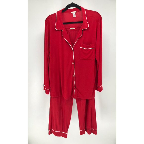 Eberjey Other - Eberjey Gisele Long Pajama Set Size L Red White